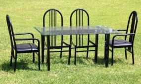 Glass Top Metal Table & Four Chairs 