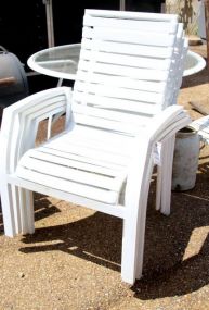 White Round Patio Table & Four Chairs 