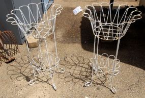 Pair of White Wrought Iron Planters