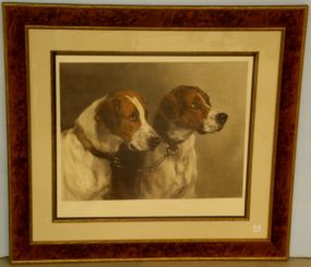 Large Color Engraving of Hunting Dogs by J.B. Pratt