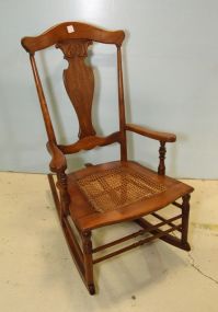 Mahogany Cane Seat Arm Rocker