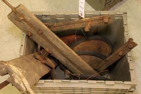 Antique Box Car Frame, Wheels & Steering Wheel