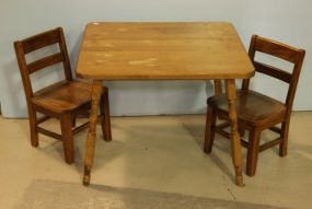 Two Child's Chairs & Table