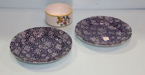 Two Calico Plates & Italian Bowl