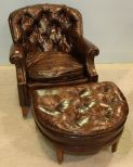 Leather Club Chair with Ottoman