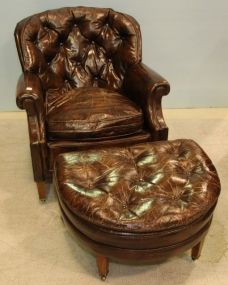 Leather Club Chair with Ottoman