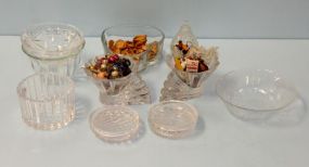 Assortment of Clear Coasters, & Nut Dishes