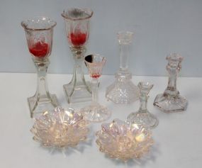 Ten Assorted Clear Candle Holders