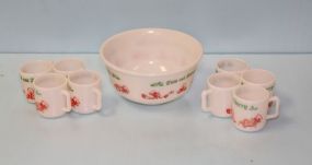 Anchor Hocking Tom and Jerry Bowl & Eight Cups