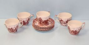 Eleven Pieces of Red and White English Country Scenes China
