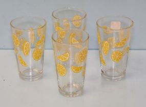 Four Glasses with Lemon Patterns