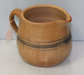 Short Crock Pitcher with Blue Stripes