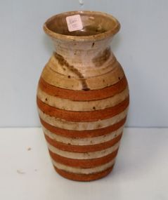 Pottery Vase with Brown Stripes