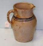 Crock Pitcher with Blue Stripes