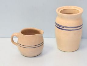 Small Jar with Blue Stripes & Small Pitcher