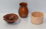 Two Crock Vases & Lid