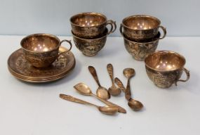 Silverplate Cups and Saucers & Spoons