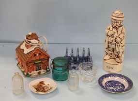 Lighted Schoolhouse, Whiskey Decanter, Napkin Holder & Miscellaneous 