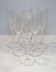 Set of Six Glass Champagne Glasses