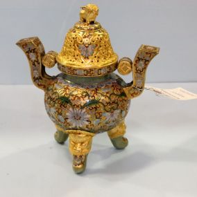 Footed Covered Cloisonne Jar