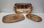 Three Silverplate Trays & Lid