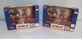 Two 1/64 scale die cast metal Haying sets