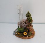 John Deere water wheel scene rain gauge