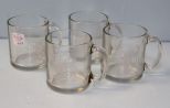 Set of four etched deer mugs