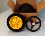 Six 9'' tractor tires and steering wheels