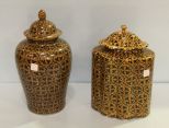 Two Gold and Black Jars