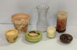 Three Candles, Clear Vase, Planter & Ashtray