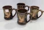 Four Alewine Pottery Mugs 