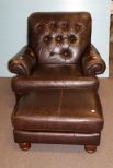 Faux Leather Chair & Ottoman