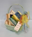 Green Basket with Books