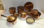 Box Lot of Copper Pots & Pans 