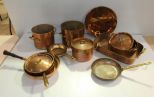 Box Lot of Copper Pots & Pans