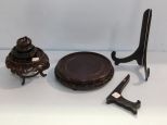 Five Oriental Various Size Stands & Two Easels