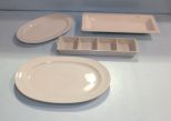 Two White West Germany Platters & Two Divided Dishes 