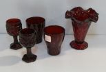 Five Pieces of Red Pigeon Glass