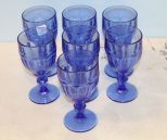Seven Blue Water Glasses