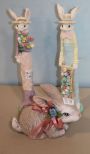 Two Tall Resin Rabbits & Ceramic Rabbit