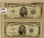 1953 & 1934 Blue Seal 5 Dollar Note