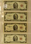 Four Two Dollar Bills
