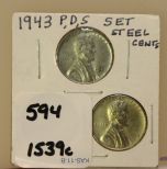 1943 P,D,S Set Steel Cents 