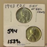 1943 P,D,S Set Steel Cents