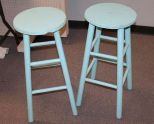 Blue Painted Bar Stools 