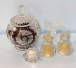 Etched Glass Jar, Paper Weights & Candle Holders