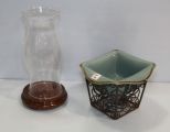 Planter with Stand & Hurricane Shade with Base