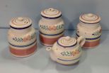 Hand Painted Covered Jars & Coffee Pot