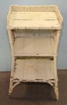 White Wicker Two Tier Stand
